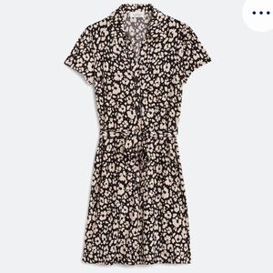 Kaileigh Alice Black and Cream Knit Floral Mini Shirt Dress